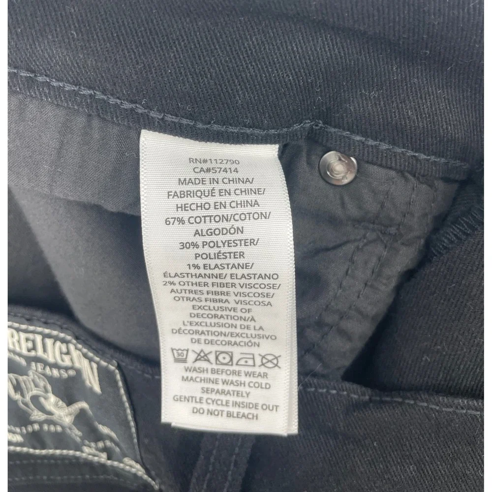 True Religion Rocco Relaxed Skinny Jeans Mens 36 Black Flap Pocket Hip Hop NWT
